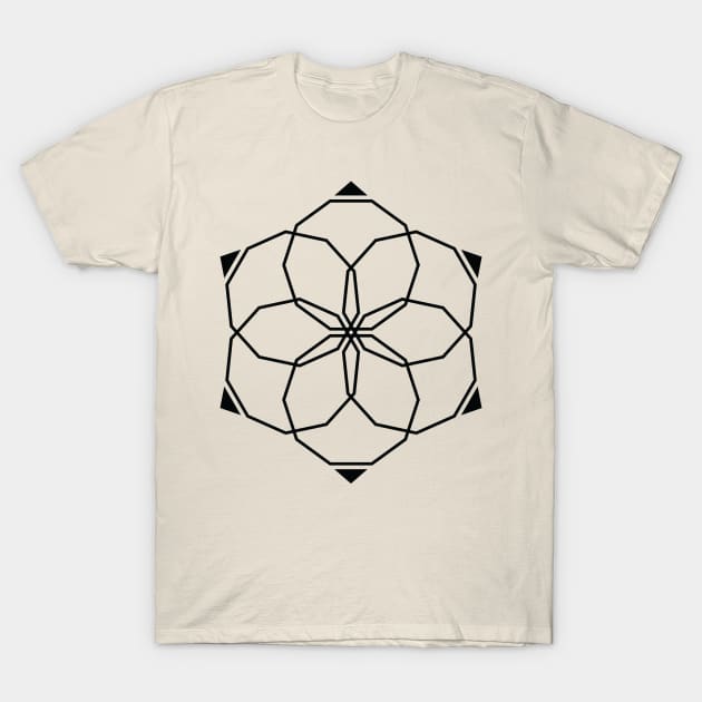 Geometrical Flower Black T-Shirt by ShadiestNeutron